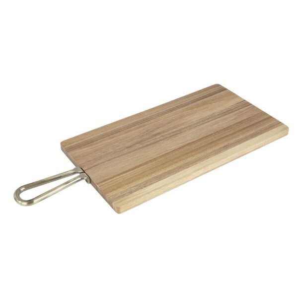 Olympia Rectangular Paddle Board Acacia Wood with Metal Handles 615x260x20mm
