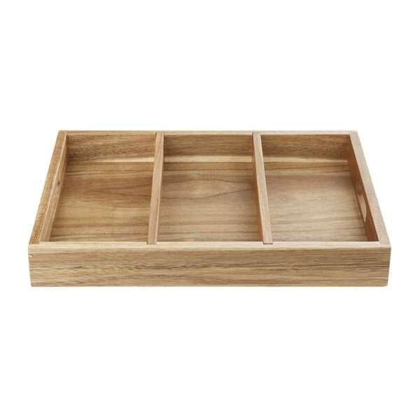 Olympia 3 Section Cutlery Tray Acacia Wood