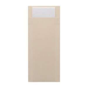 Europochette Classic Size Cream Cutlery Pouch with White 2ply Napkin (500 pack)