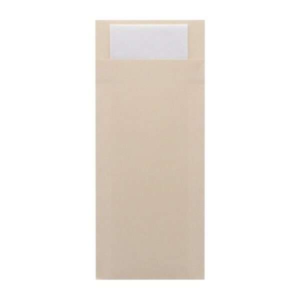 Europochette Classic Size Cream Cutlery Pouch with White 2ply Napkin (500 pack)