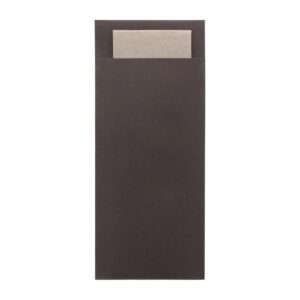 Europochette Classic Size Chocolate Brown Cutlery Pouch with Kraft 2ply Napkin (500 pack)