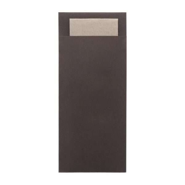 Europochette Classic Size Chocolate Brown Cutlery Pouch with Kraft 2ply Napkin (500 pack)