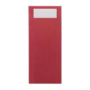 Europochette Classic Size Beet Red Cutlery Pouch with White 2ply Napkin (500 pack)