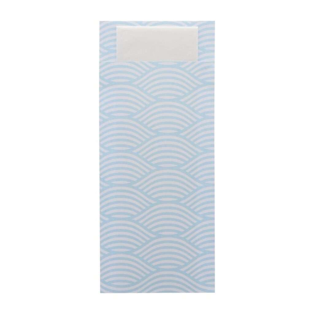 Europochette Classic Size Coastal Cutlery Pouch with White 2ply Napkin (500 pack)