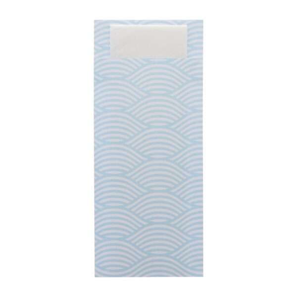 Europochette Classic Size Coastal Cutlery Pouch with White 2ply Napkin (500 pack)