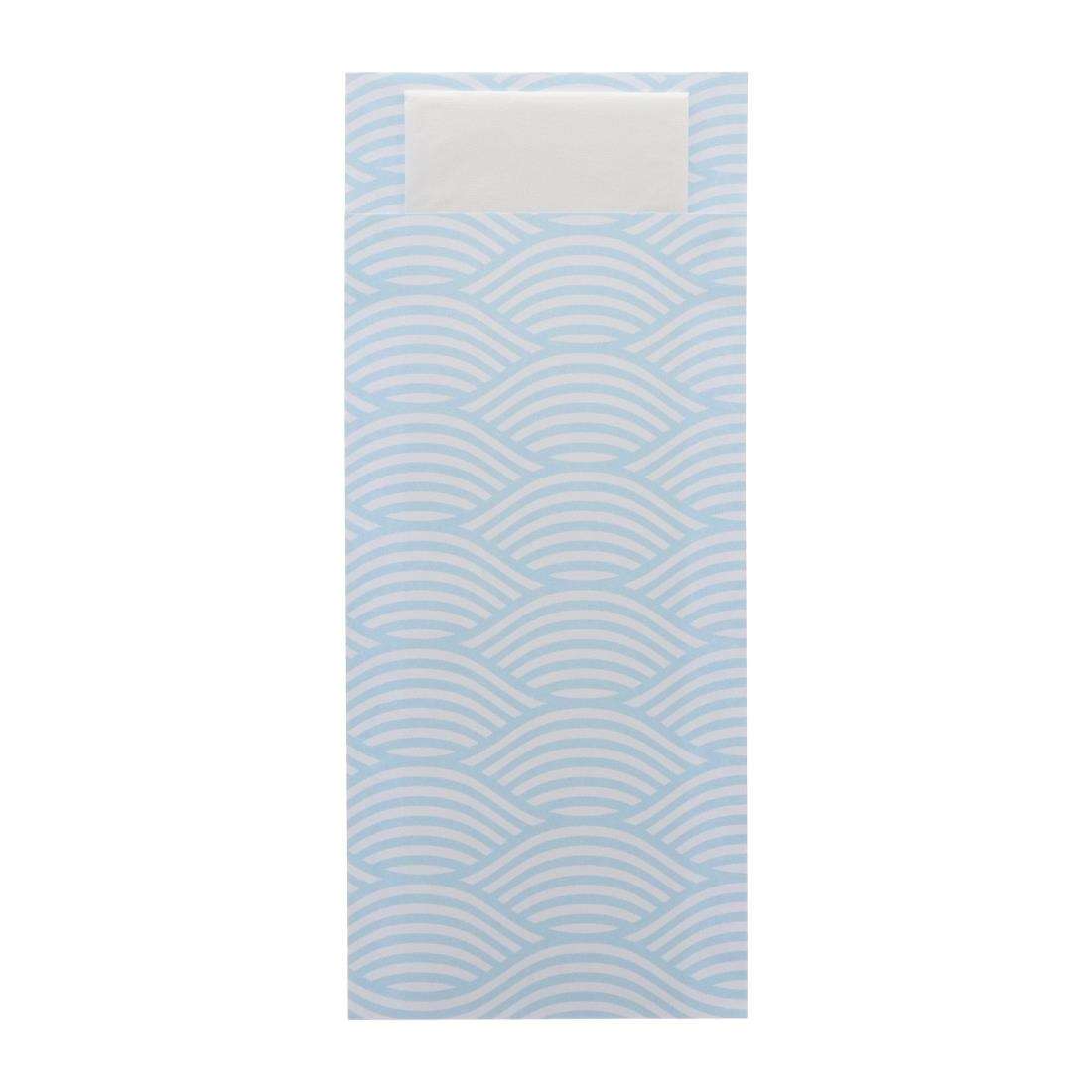 hx977_npi24-1 Europochette Classic Size Coastal Cutlery Pouch with White 2ply Napkin (500 pack)