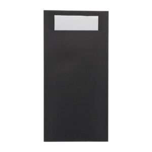Europochette Royal Size Black Cutlery Pouch with White Soft 2ply Napkin (250 pack)