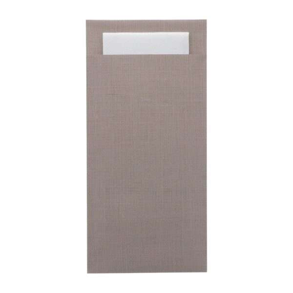 Europochette Extra Size Greige Cutlery Pouch with White Airlaid Napkin (200 pack)