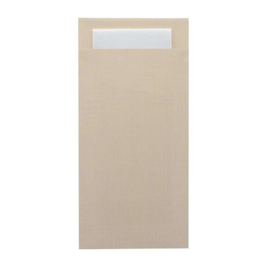 Europochette Extra Size Champagne Cutlery Pouch with White Airlaid Napkin (200 pack)