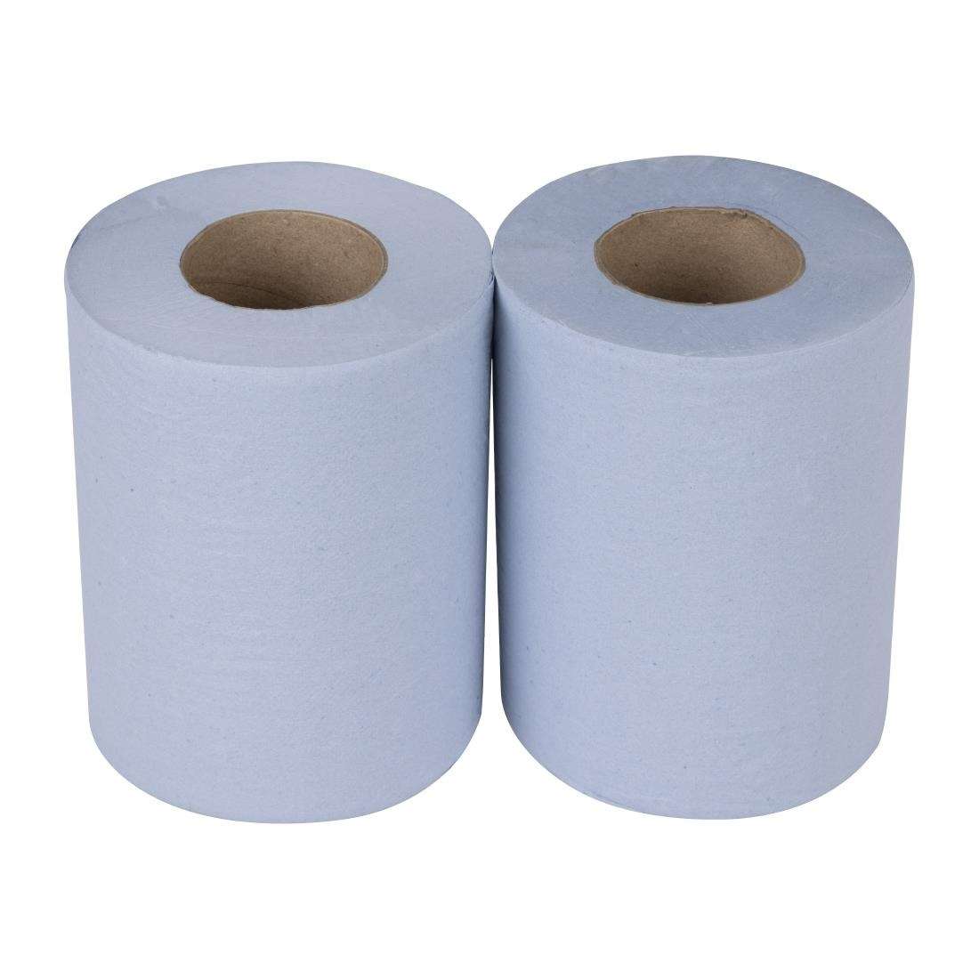 hy034_upd24-3480 Nisbets Essentials Centrefeed Blue Rolls 2-Ply 320 Sheets (2 pack)