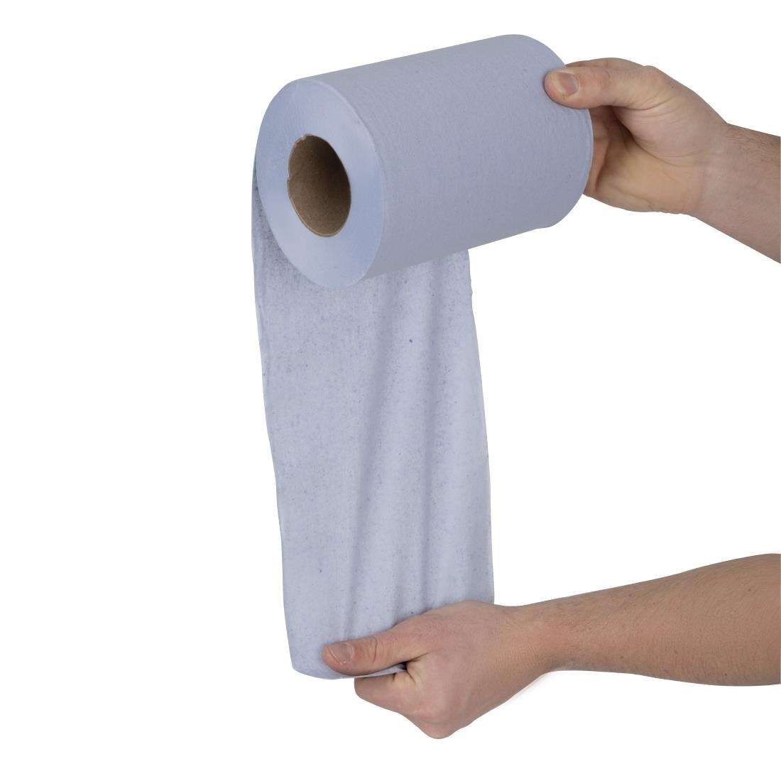 hy034_upd24-3488 Nisbets Essentials Centrefeed Blue Rolls 2-Ply 320 Sheets (2 pack)