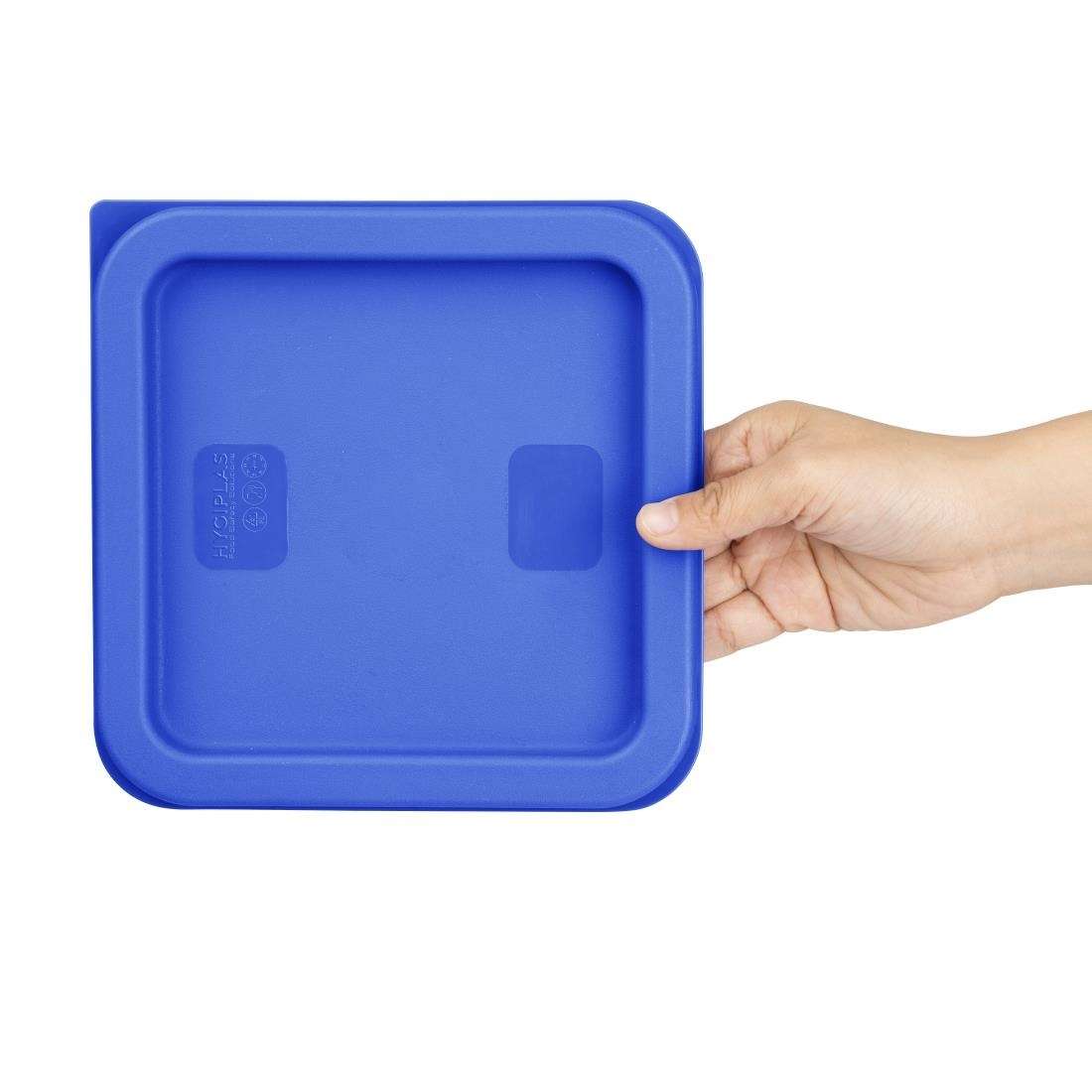 hy410_npi24-bluelid3 Hygiplas Square Food Storage Container Lid Blue Small