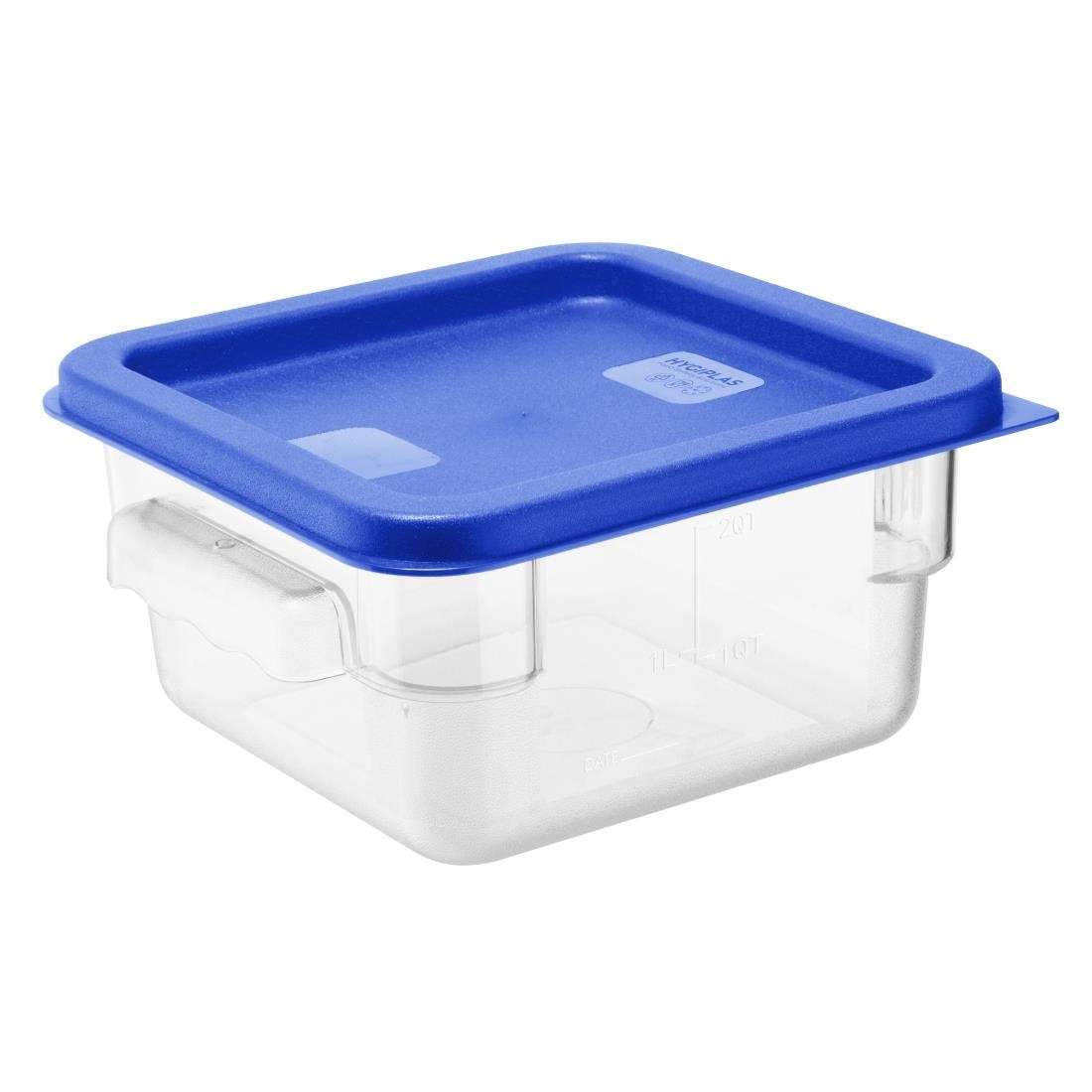 hy410_npi24-bluelid4 Hygiplas Square Food Storage Container Lid Blue Small