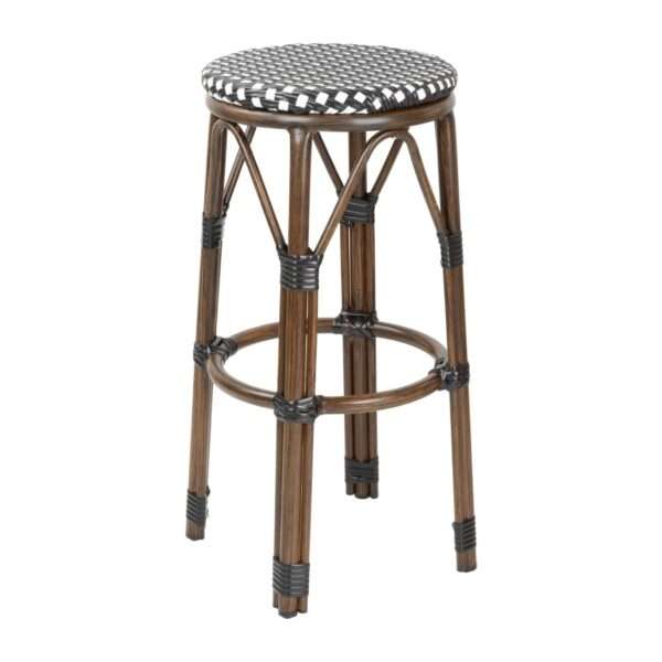 Bolero Parisian Style PE Rattan Bar Stools Black Dot Mix (2 Pack)
