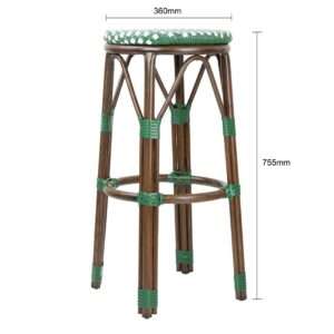 Bolero Parisian Style PE Rattan Bar Stools Green Dot Mix (2 Pack)