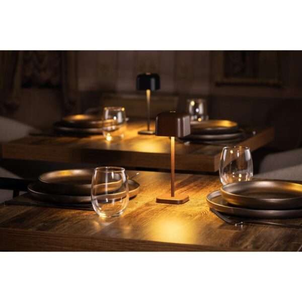 Olympia Lucca Table Lamp Squared Dome Chestnut 200mm