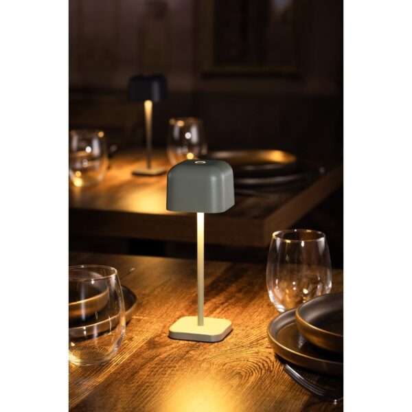 Olympia Lucca Table Lamp Squared Dome Sage 200mm