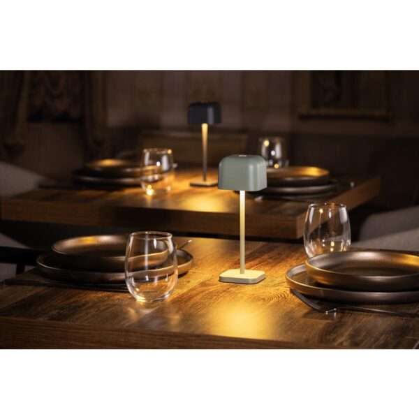 Olympia Lucca Table Lamp Squared Dome Sage 200mm