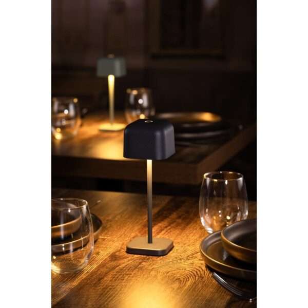 Olympia Lucca Table Lamp Squared Dome Grey 200mm