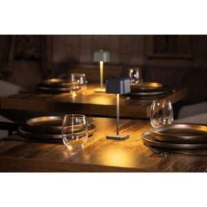 Olympia Lucca Table Lamp Squared Dome Grey 200mm
