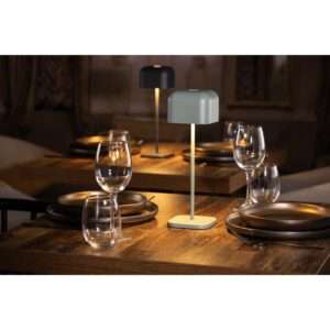 Olympia Lucca Table Lamp Squared Dome Sage 300mm
