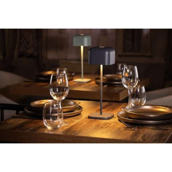 Olympia Lucca Table Lamp Squared Dome Grey 300mm