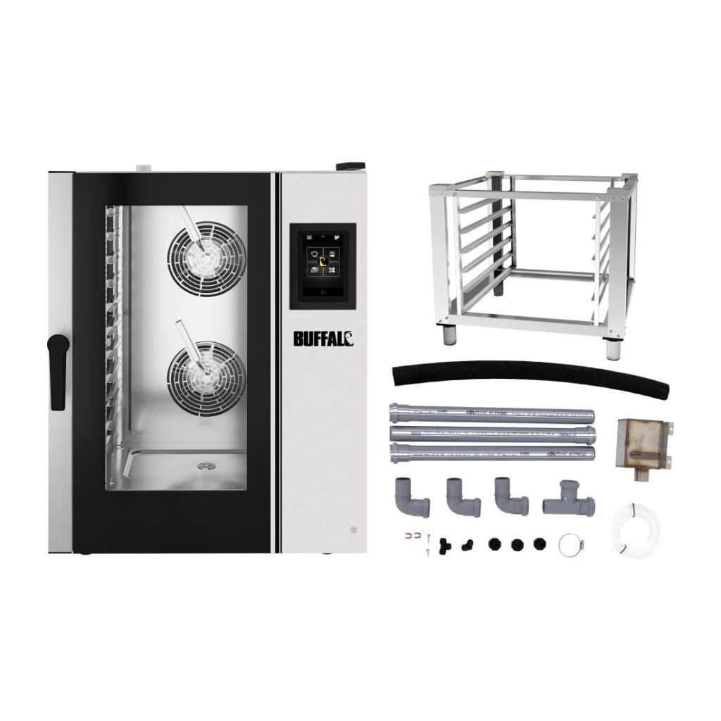Buffalo Smart Touchscreen Combi Oven 11 x GN 1/1 with Stand & Installation Kit