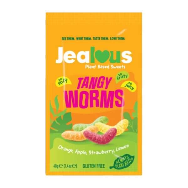 Jealous Sweets Impulse Bags – Tangy Worms 40g (Pack of 10)