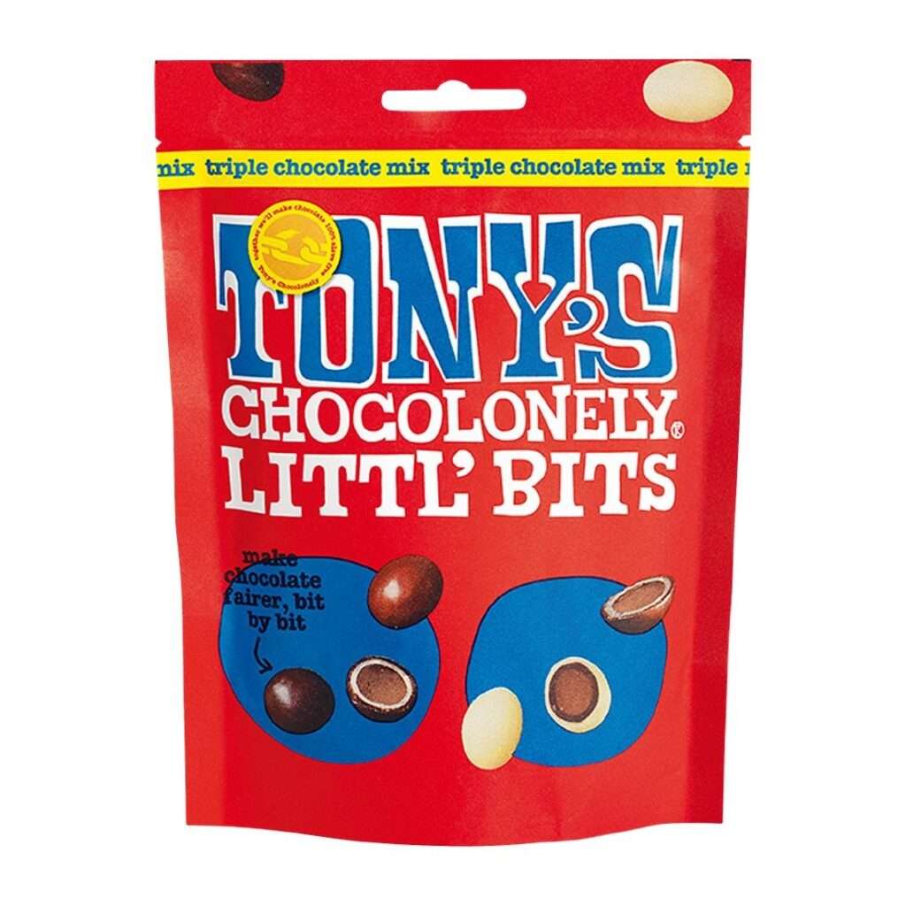 Tony’s Chocolonely Littl’ Bits – Triple Chocolate 100g (Pack of 8)