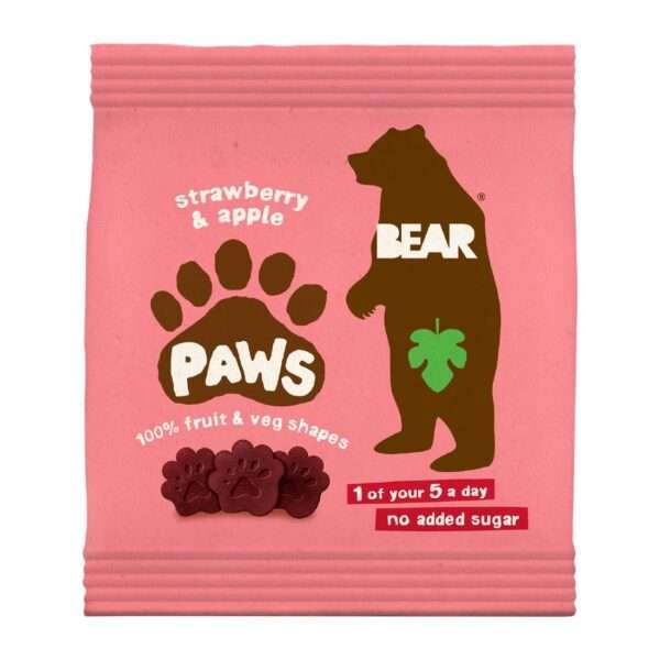 BEAR Paws Fruit Shapes – Strawberry & Apple 20g (Pack of 18)