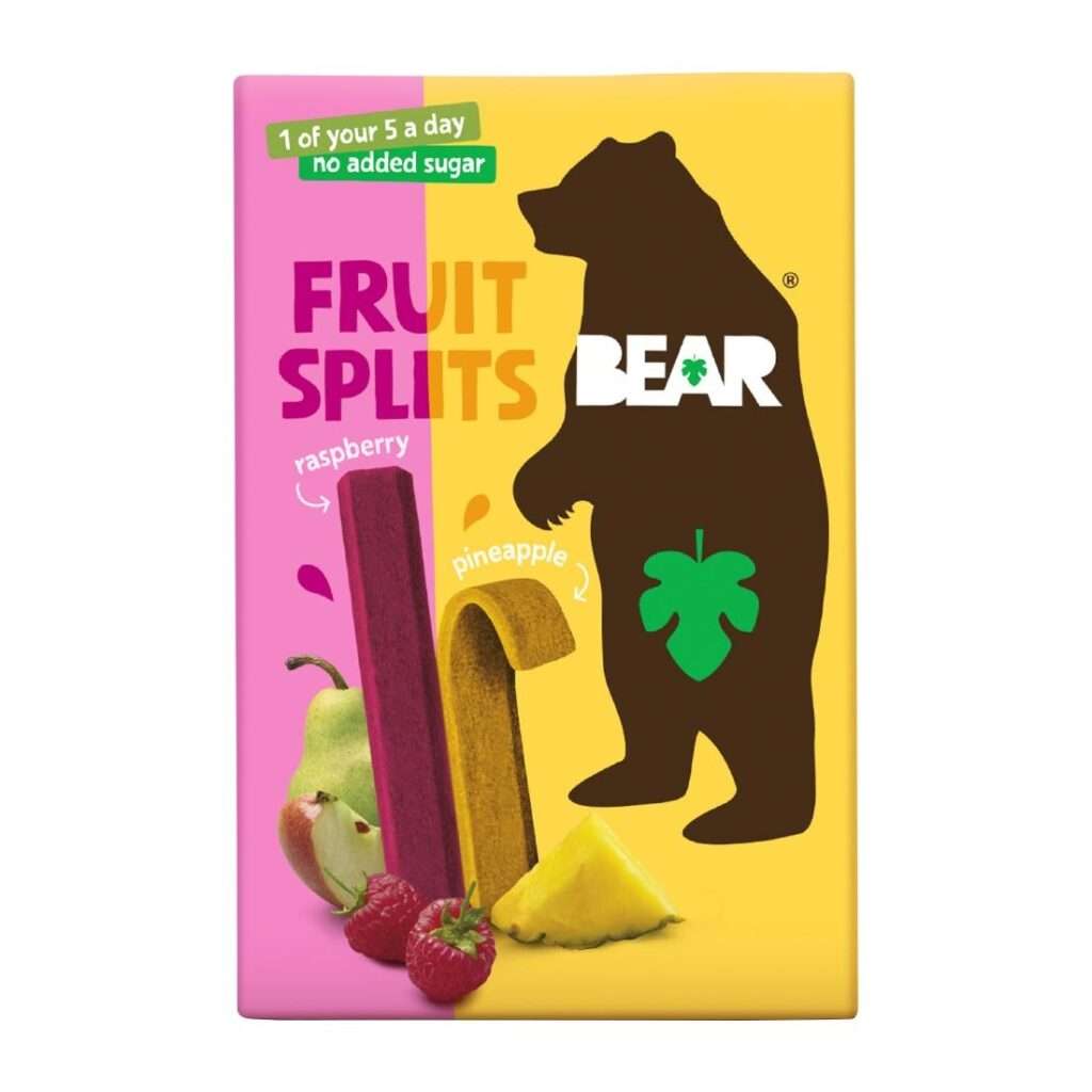 BEAR Fruit Splits Multipack – Pineapple & Raspberry 20g (Pack of 8)