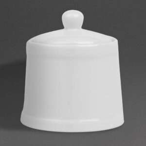 Olympia Whiteware Pier Sugar Bowls with Lids 250ml (6 Pack)