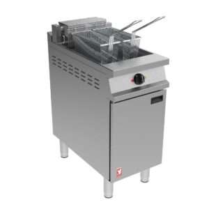 Falcon Dominator Plus E3840F Single Pan Twin Basket Filtration Fryer on Castors