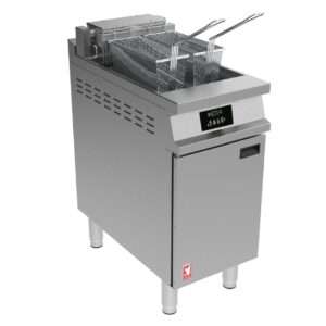 Falcon Dominator Plus E3840FP Single Pan Twin Basket Programmable Electric Filtration Fryer on Feet