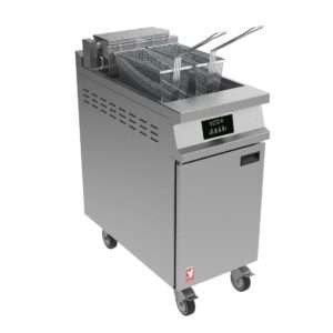 Falcon Dominator Plus E3840FP Single Pan Twin Basket Programmable Electric Filtration Fryer on Castors