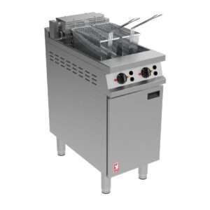 Falcon Dominator Plus E3845F2X Twin Pan Electric Twin Filtration Angel Fryer on Feet