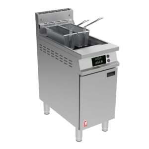Falcon Dominator Plus G3840FXP Single Pan Twin Basket Programmable Nat Gas Filtration Angel Fryer on Feet
