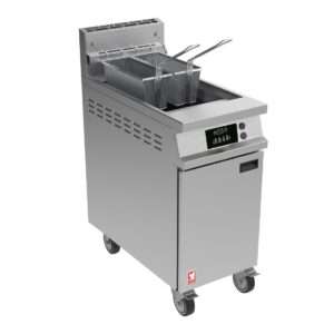 Falcon Dominator Plus G3840FXP Single Pan Twin Basket Programmable LPG Filtration Angel Fryer on Castors