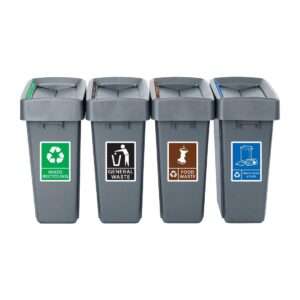 Jantex Simpler Recycling Slim Bin Bundle Grey 4x 60Ltr