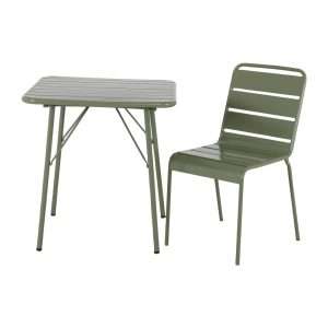 Bolero Amalfi Square Slatted Steel Folding Table Olive Green 700mm 6 hz820 npi25 7