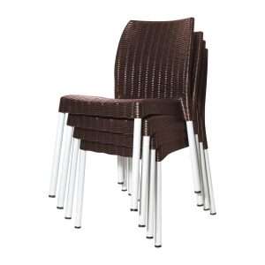 Bolero Elements Polypropylene Rattan Side Chairs Dark Brown (4 Pack) 7 ja914 npi25 6