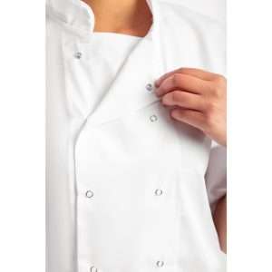 Whites Boston Unisex Chef Jackets Short Sleeve White L (5 Pack) 12 b250 popperdetail