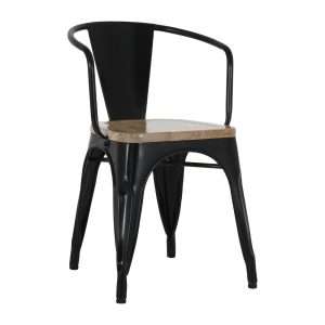 Bolero Bistro Curve Armchairs with Wooden Seat Pad Black (4 Pack)