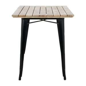 Bolero Bistro Dining Table Slatted Mango Wood Top Black 1200mm 3 hz810 npi25 2