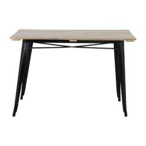 Bolero Bistro Dining Table Slatted Mango Wood Top Black 1200mm 5 hz810 npi25 4