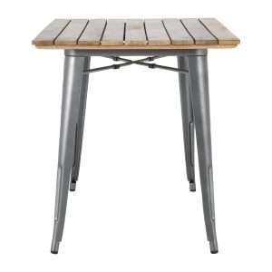 Bolero Bistro Dining Table Slatted Mango Wood Top Gunmetal 1200mm 3 hz811 npi25 3