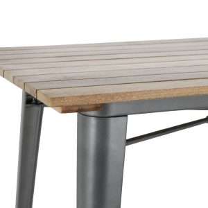 Bolero Bistro Dining Table Slatted Mango Wood Top Gunmetal 1200mm 4 hz811 npi25 6