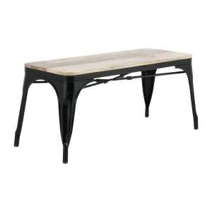 Bolero Bistro Indoor Bench Mango Wood & Black Frame 1000mm (2 Pack)
