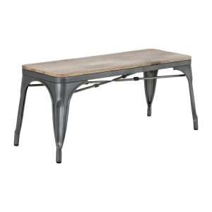 Bolero Bistro Indoor Bench Mango Wood & Gunmetal Frame 1000mm (2 Pack)