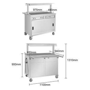 Buffalo Mobile Servery with Solid Heated Top 3x 1/1 GN 4 jb186 upd25 12